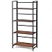 Giantex 4-Tier Folding Bookshelf Standing Shelf Units Display Rack Storage Shelf Industrial Style Utility Shelving with Metal Frame & Wood Layer (Rustic Brown, 23.5