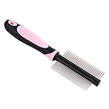 TPCROMEER Pink Double Shedding Brush Comb Rake Tool Pet Fur Grooming Dog Cat Short Hair Metal Pin Comb