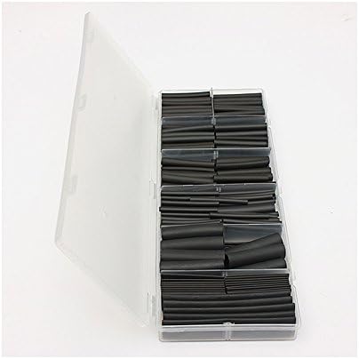 GLE2016 13 Sizes Black Polyolefin 2:1 Halogen-Free 3:1/4:1 Double Wall Glue Lined Heat Shrink Tubing Tube 240Pcs (240PCS)