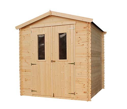 TIMBELA M343C ABRI de Jardin en Bois Exterieur - Cabane de Jardin en Pin/épicéa- H218 x 200 x 200 cm, 3.53 m² - EP. 19 mm
