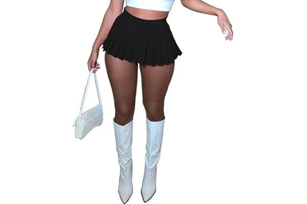 Womens Mini Pleated Skirts for Women Sexy, Cute Girl Y2k Short Cargo Skirt, Skater A-line Pleated Mini Skirt with Slit