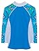 Tuga Girls Shoreline L/S Rash Guard (UPF 50+), Aquamarine, 11/12 yrs