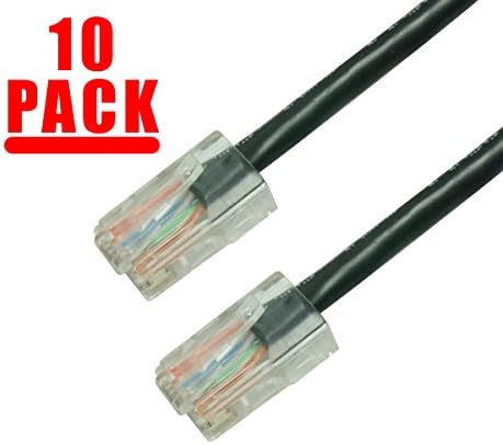 Grandmax 10 Pack - CAT6 3 Foot UTP Ethernet Network Patch Cable, Multiple Colors and Sizes, Snagless/ No Boot/ BLACK