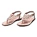 Fullkang Lady Elegant Bohemia Sweet Flower Beaded Sandals Clip Toe Summer Beach Sandals (US 5.5, Khaki)