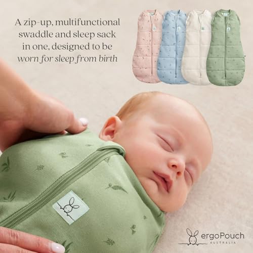 ergoPouch Cocoon Swaddle Sack 0.2 TOG - Baby Sleep Sack, Gentle Snug Fit Helps Calm Startle Reflex, Ideal for Arms In/Out Sleeping, Soft Breathable Fabric for Better Sleep