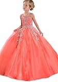 Aisha Girls' Jewel Beading Ball Gown Girls Pageant Dress Christmas