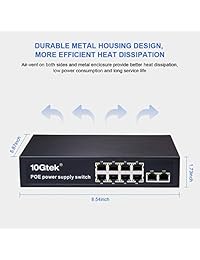 Poe FE Interruptor, 8 x PoE 10 109.4 yard, 1 x RJ 45 Uplink, 1 x NVR puerto, soporte de hasta 150 W, ieee 802.3af