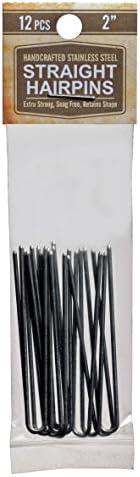 Straight Stainless Steel Heavy Duty Snagless Hairpins Handmade Hair Pin (Silver, 2 Inch)