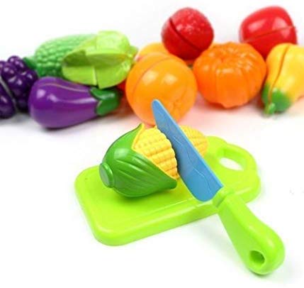 ToysStock Plastic Realistic Sliceable Fruits and Vegetables 2 Parts Cutting Play Set