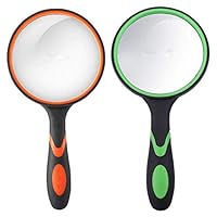 iRunning 2-Pack 4X Magnifying Glass, Handheld Reading Magnifier 75mm Magnifying Glass Lens, Thickened Rubbery Frame with Non-Slip Soft Handle for Book Reading,Insect and Kids Hobby Observation