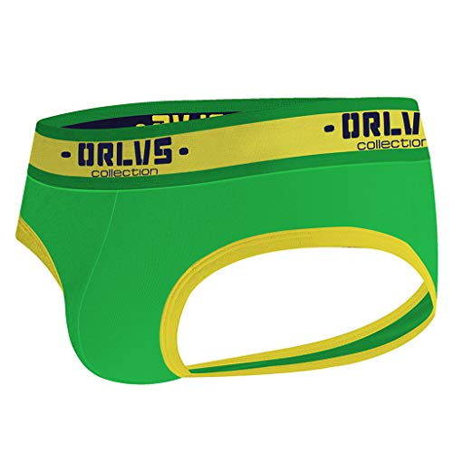 Mens Sexy Underwear Briefs,Jockstrap Cotton Bulge Pouch Low Rise Breathable Triangle Heath to wear Underpants Green