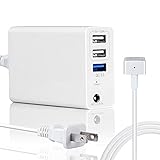 Wakeach 45W / 60W Magnetic 2nd-Gen Charger for MacBook Air & Pro 11 13 inch with Retina Display, w/ 3 USB for 5V USB Devices