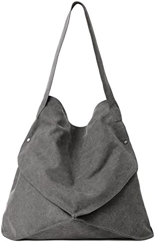 Women's Anti-Theft Cotton Canvas Handbag Shoulder Bags Tote Purses (Grey)