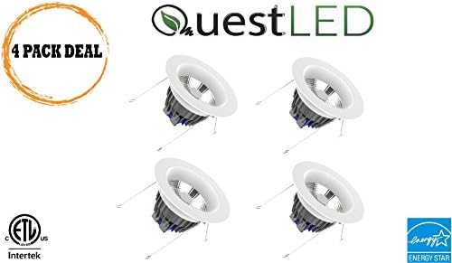Quest 6" Reflector Premium Downlight 18W, 1500 Lumens, 120V, Dimmable CRI>80, 3000K -4 PACK