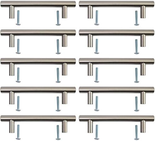 96mm Stainless Steel Finish T Bar Handle Kitchen Cupboard Cabinet Door Knobs 136mm Length (10), Silver - Image 3