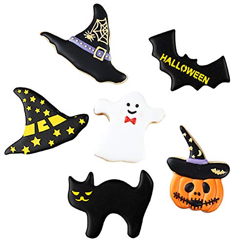 Halloween Cookie Cutters, Hibery 7-Piece Metal Cookie Cutter Set with Pumpkin, Bat, Ghost, Skull, Cat, Witch & Witch Hat