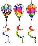 timecity 3pcs Hot Air Balloon Wind Spinner Rainbow