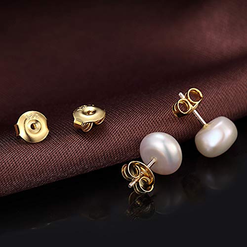 Real 925 Silver Earring Backs Replacements, 18K Gold Plated