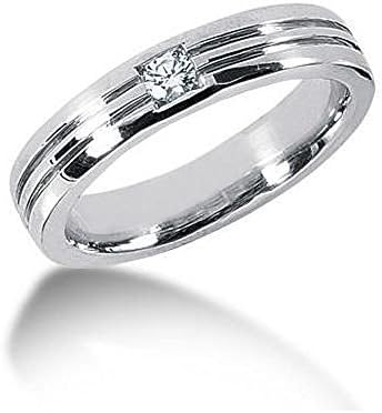 Men's Platinum Diamond Ring 1 Round Stone 119PLAT-MDR1021 - Size 7.5