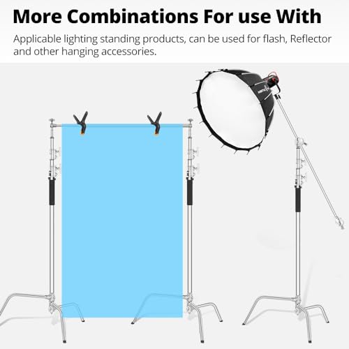 AMBITFUL Stainless Steel Heavy Duty C Stand, 150-320 cm, Adjustable with Wheels for Reflectors, Softbox, Monolight, Heavy Duty Arm (AMBITFUL C-Stand Kit + Bag + Wheels)
