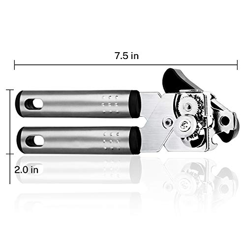 Chefbar Stainless Steel Can Opener Manual Smooth Edge Heavy Duty Can Opener, Hand Can Openers, Beer Bottle Opener with Ergonomic Grips Handle for Home & Kitchen, Ultra Sharp Blade, 7.5 x 2 x 2 inches - Thumbnail 5
