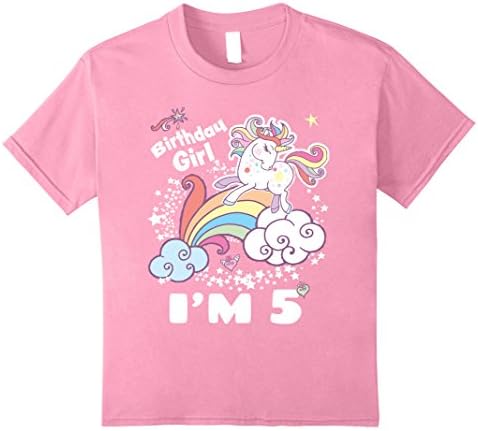 Kids Birthday Girl 5 Unicorn Rainbow Girls 5 5th Birthday Shirt 8 Pink