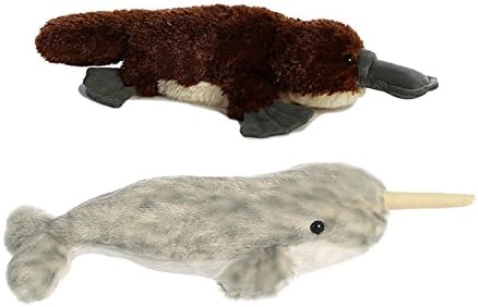 Bundle of 2 Aurora 6" Floppy Beanbag Narwhal and Platypus Animals