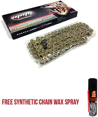 MMG 420H Standard Roller Transmission Chain, 120 Links Gold Motorcycle Scooters and most ATVs 90cc up to 125cc, Includes TOP1 Synthetic Chain Wax