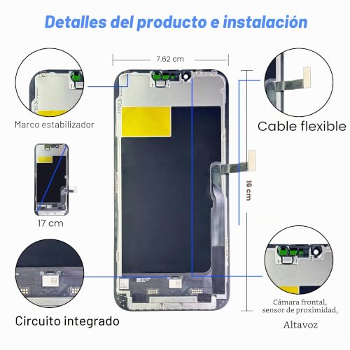 PartageFix Screen iPhone 13 Pro MAX 6.7" LCD FHD Complete Replacement Kit with Frame - True Tone Programmable, Pre-installed Sensors - Compatible with A2484/A2641/A2644/A2645/A2643