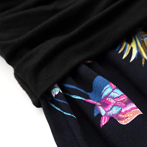 DONTAL Yoga Pants Womens Plus Size Print Ladies Harem Full Length Pants Trouser Wide Leggings Black