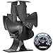 VonHaus 4-Blade Heat Powered Wood Stove Fan with Temperature Gauge - Ultra Quiet Fireplace Wood Burning Eco Fan for Efficient Heat Distribution – Black