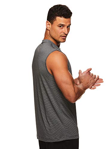 Reebok Men's Muscle Tank Top - Sleeveless Workout & Training Activewear Gym Shirt - Power Muscle Charcoal Heather Grey, Large
