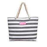 Caixia Women's Polyester Thick Rope Handle Stripe Pattern Tote Bag Shoulderbag