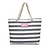 Caixia Women's Polyester Thick Rope Handle Stripe Pattern Tote Bag Shoulderbag