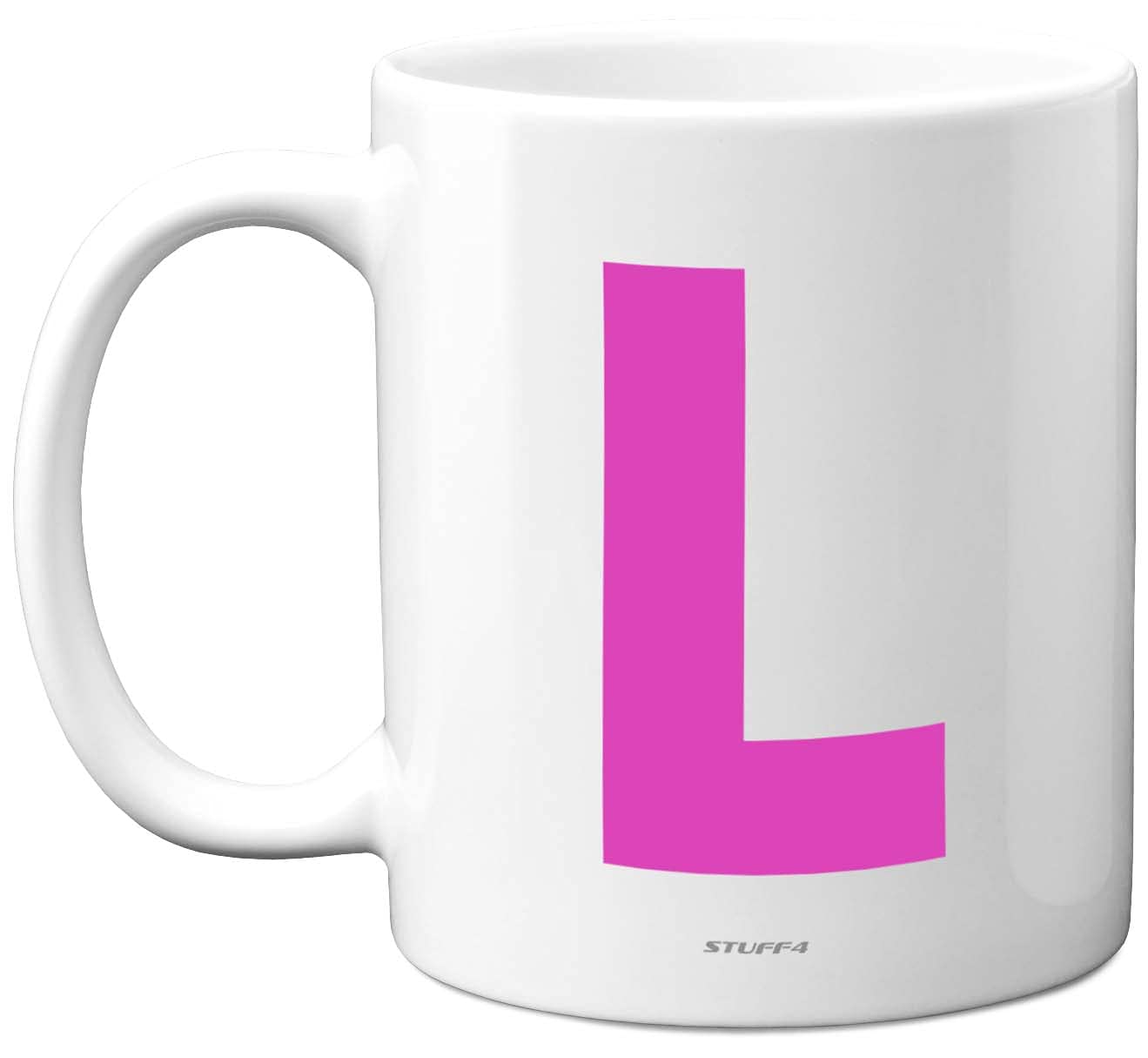 Stuff4 Personalised Alphabet Pink Initial Mug - Letter L Mug, Gifts for Her, Mothers Day, Birthday Gift for Mum, 11oz Ceramic Dishwasher Safe Anniversary, Valentines, Christmas, Retirement