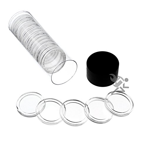 Black Lid Capsule Tube & 20 Air-Tite A24 Direct Fit Coin Holders for US Quarters