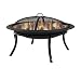 Sunnydaze Portable Outdoor Fire Pit Bowl - 29 Inch Round Bonfire Wood Burning Patio & Backyard Firepit for Outside with Spark Screen, Fireplace Poker, Folding Stand, and Carrying Case Cover primary