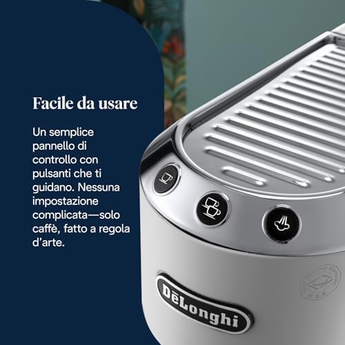 Dedica EC685.W Macchina da Caffè Espresso Manuale e Cappuccino, Caffè in Polvere o in Cialde E.S.E., 1350 W, Bianco