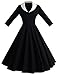 GownTown Womens 1950s Cape Collar Vintage Swing Stretchy Dresses, Black, Large