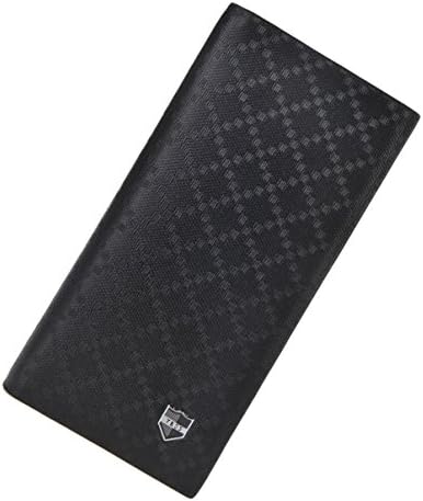 Mens Luxury Quality PU Leather Long Bifold Wallet Credit Card Holder Purse (Black)