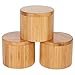 Lily's Home Round Bamboo Jar, Salt and Spices Storage Containers, Small 6oz Salt Box With Magnetic Lock. Set of 3 Wood Boxes
