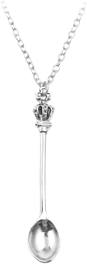 1 Pcs Fashion Mini Tea Spoon Pendant Necklace Chain for Women Valentine's Day Present Gift Silver