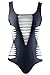 Pink Wind Women's Strappy Cut Out One Piece Bodysuit Monokini Swim Suit,Black,Large