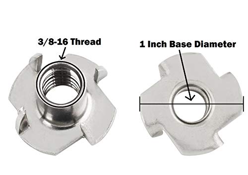 image for Impromech 3/8-16 Stainless Steel 4 Prong T-Nuts for Indoor or Outdoor 