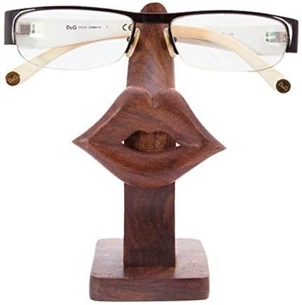 Khandekar (with device of K)Khandekar Lip Design Handmade Wooden Spectacle Holder, Sunglasses Holder, Eyeglass Eyewear Retainer, Spectacle Display Stand, Wood Eyeglasses Holder for Home Decor, Desktop Accessory - 5 inch