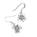 925 Oxidized Sterling Silver Open Filigree Dangling Sea Turtle Dangle Earrings 1.1