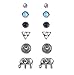 Shoopic Vintage Boho Style Multiple Assorted Stud Earrings for Women 6 Pairs