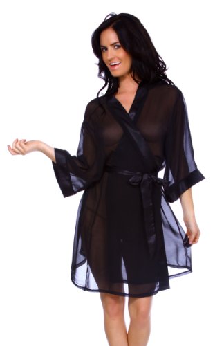 Simplicity Lingerie Intimate Night Dressing Robe w/ Satin Ribbon Belt Plus Size