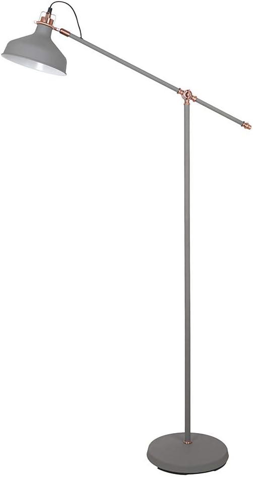 At Home Comforts Mid Century Inspired Retro Boom Swing Arm Floor Lamp (Grey/Copper)