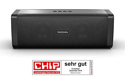 Enceinte Bluetooth Portable, DOCKIN D FINE+ 50W Haut-Parleur sans Fil, Autonomie 14hrs, Pouvez Coupler Deux D FINE+ Ensemble, étanche IP55, 9.000mAh Charge pour Votre Téléphone, Développé en Allemagne